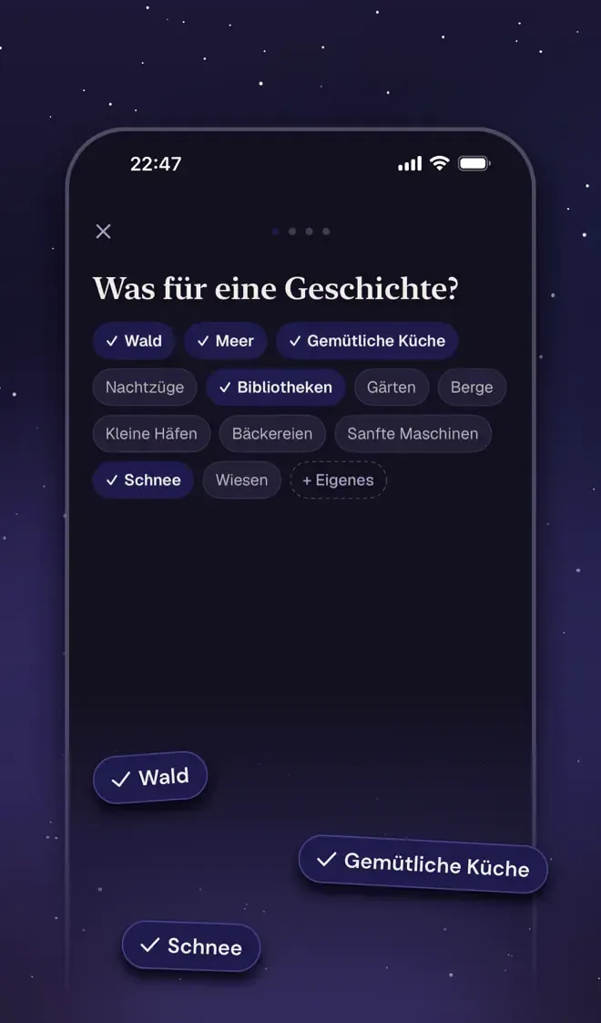 Die Themenauswahl: Wald, Meer, gemütliche Küche und mehr
