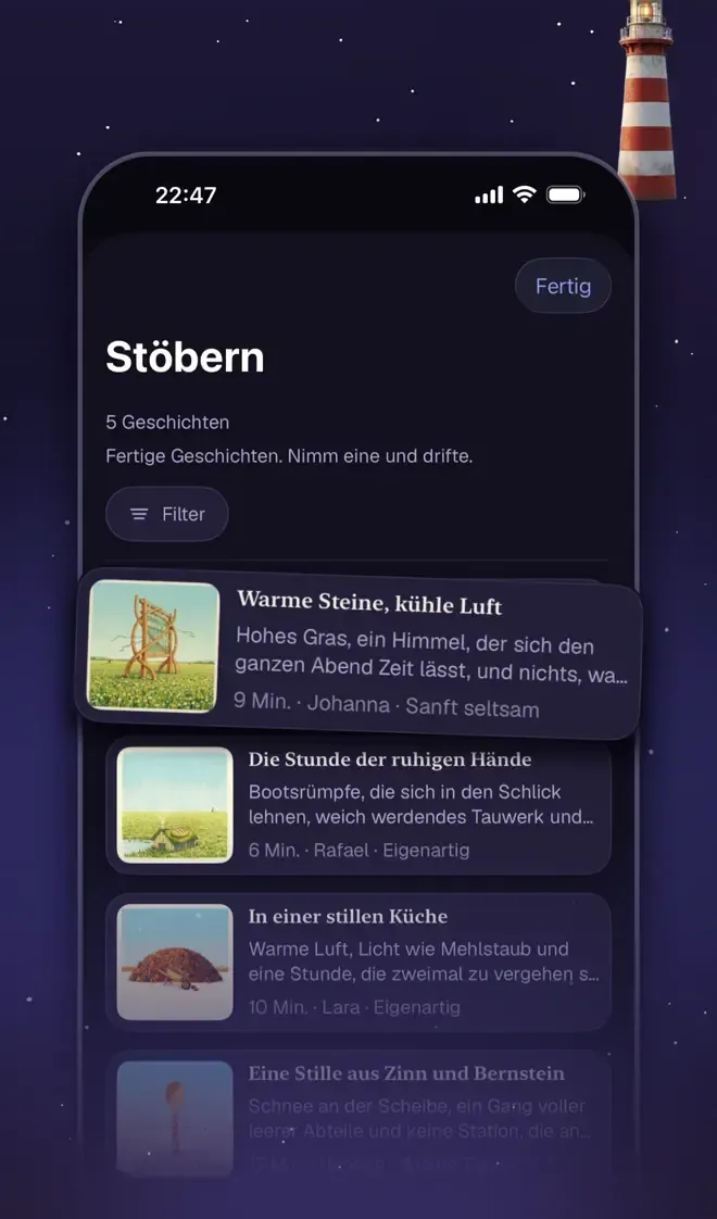 Die Bibliothek mit fertigen Geschichten